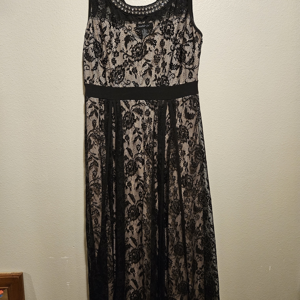 Elegant Black Lace Overlay Dress